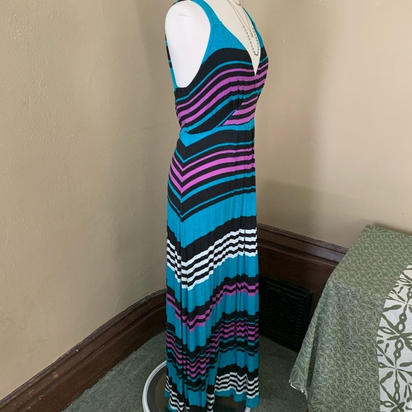 Fever Sz Large Striped Multi Color Maxi Dress - Picture 8 of 10